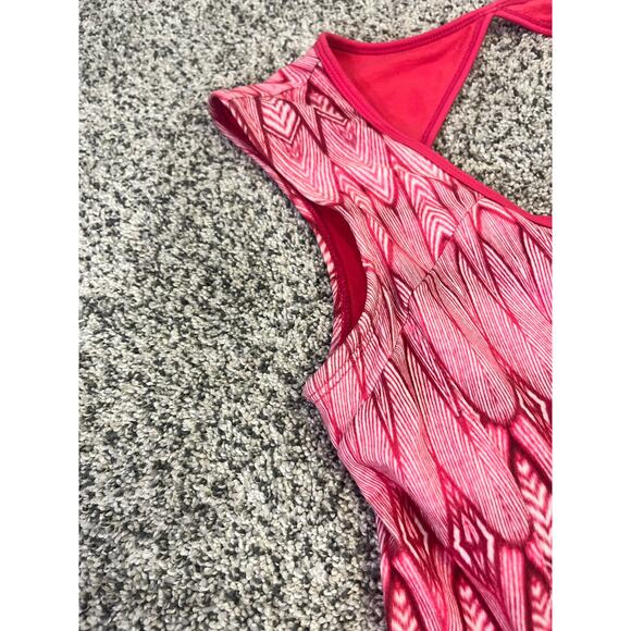 PrAna Sleeveless Dress Size Small Pink Geo Print Travel Casual Yoga Boho Stretch - Picture 6 of 15